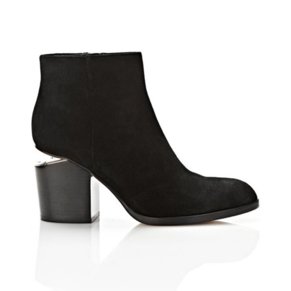 Alexander Wang Gabi black Suede leather Block Heel Booties ankle boots 35.5